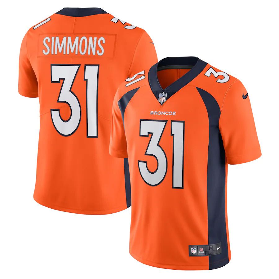 Men Denver Broncos 31 Justin Simmons Nike Orange Vapor Limited NFL Jersey